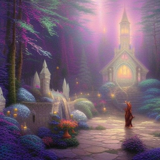 Ethereal Mage Casting Spells in Fantasy Landscape