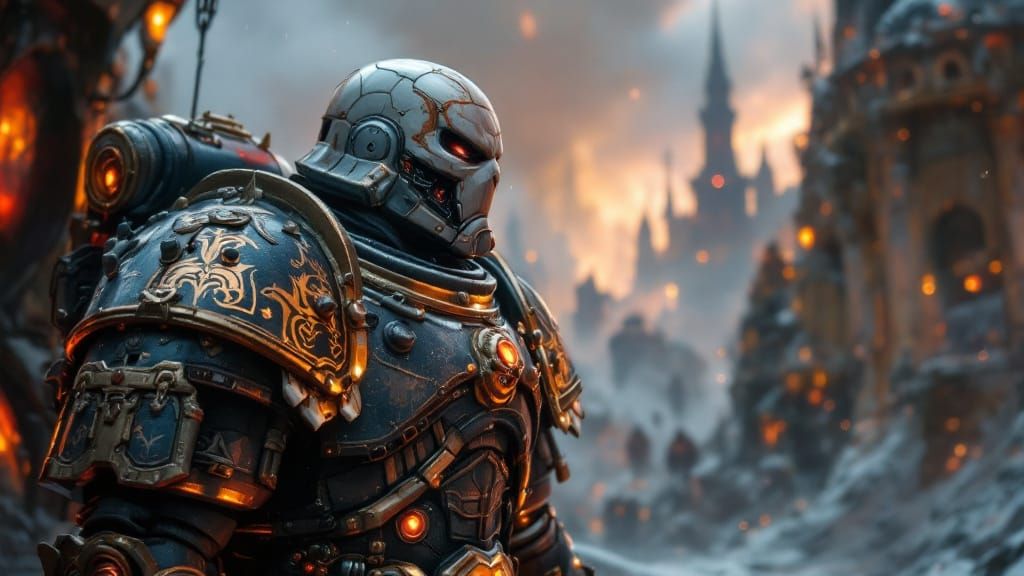 Chaos Space Marine Portrait On Spaceship Deck