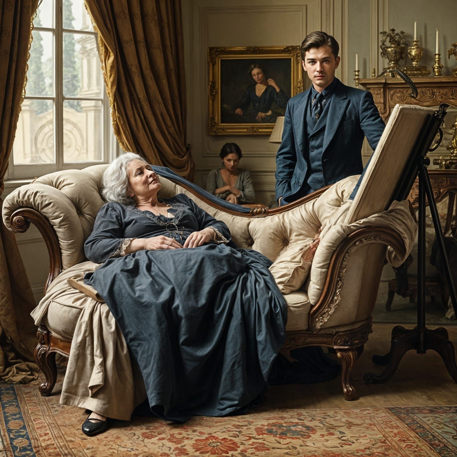 Elderly Woman Reimagined in French Painting Style