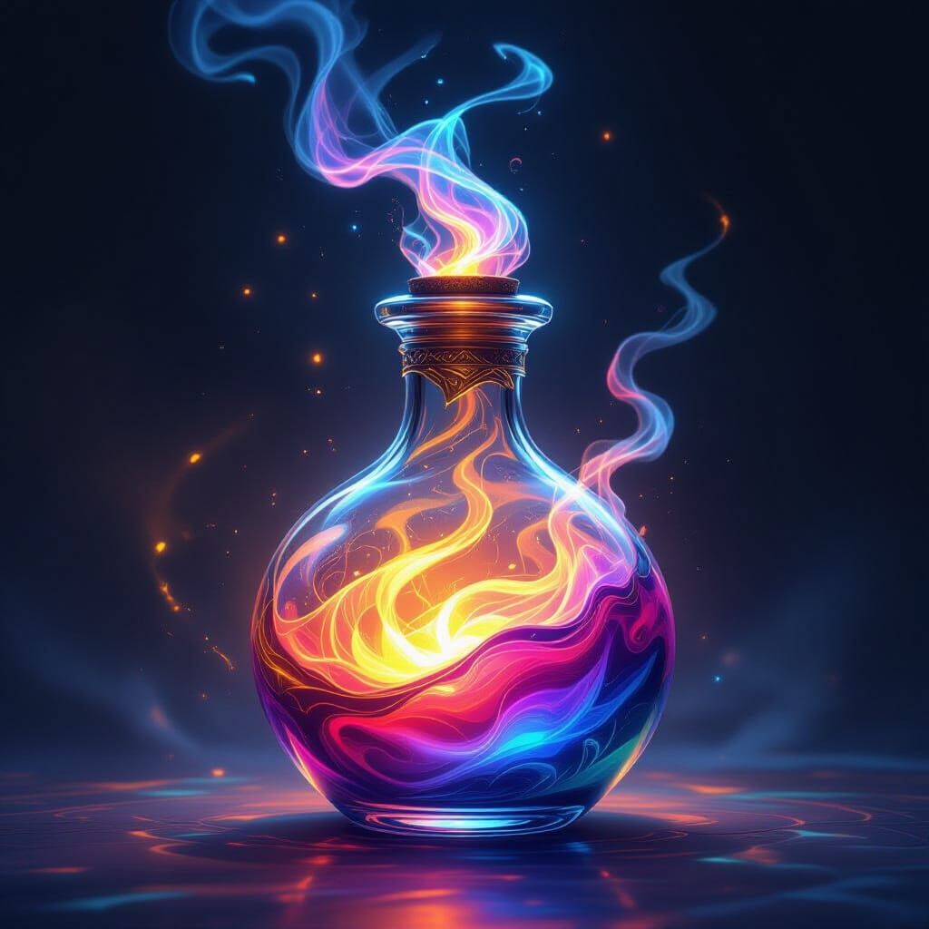 Magical Transforming Potion in Ornate Vial