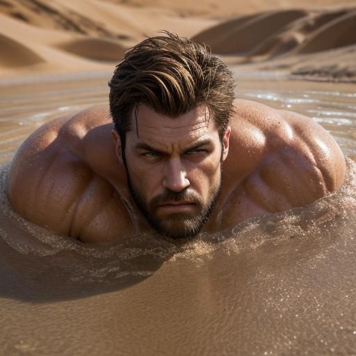 Man Sinking in Quicksand, Professional Photography