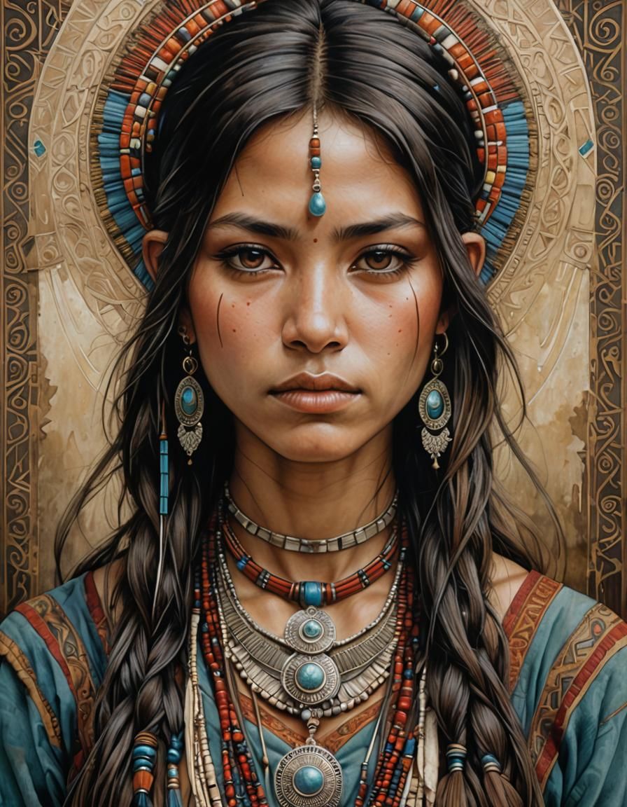 Muisca Woman in Altiplano Cundiboyacense Painting