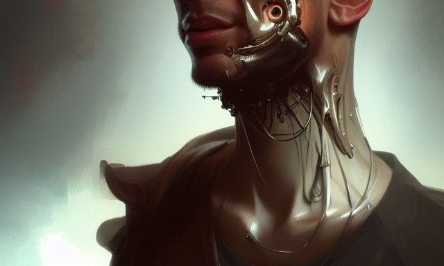 Biomechanical Renaissance Man Portrait in Hyperdetailed Ligh...
