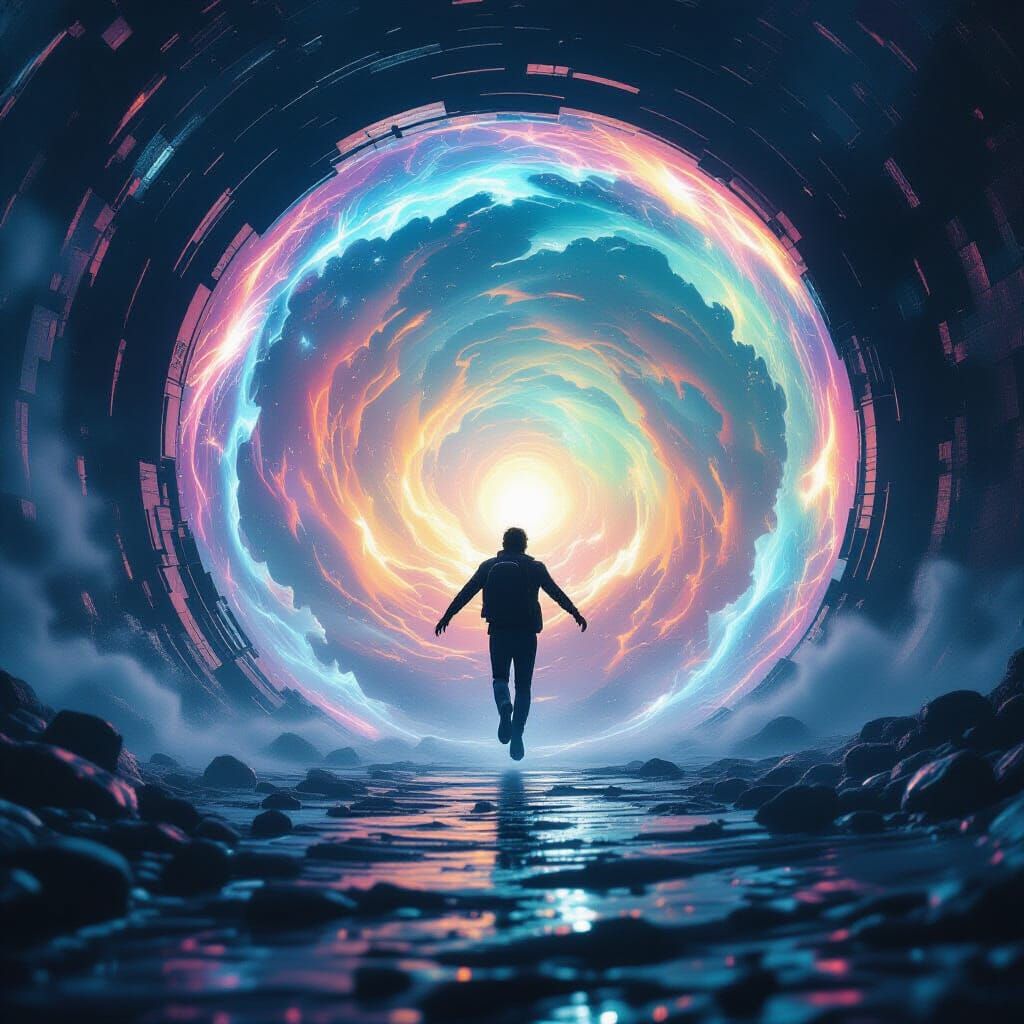 Figure Falls Through Portal to Alien Fantasy World