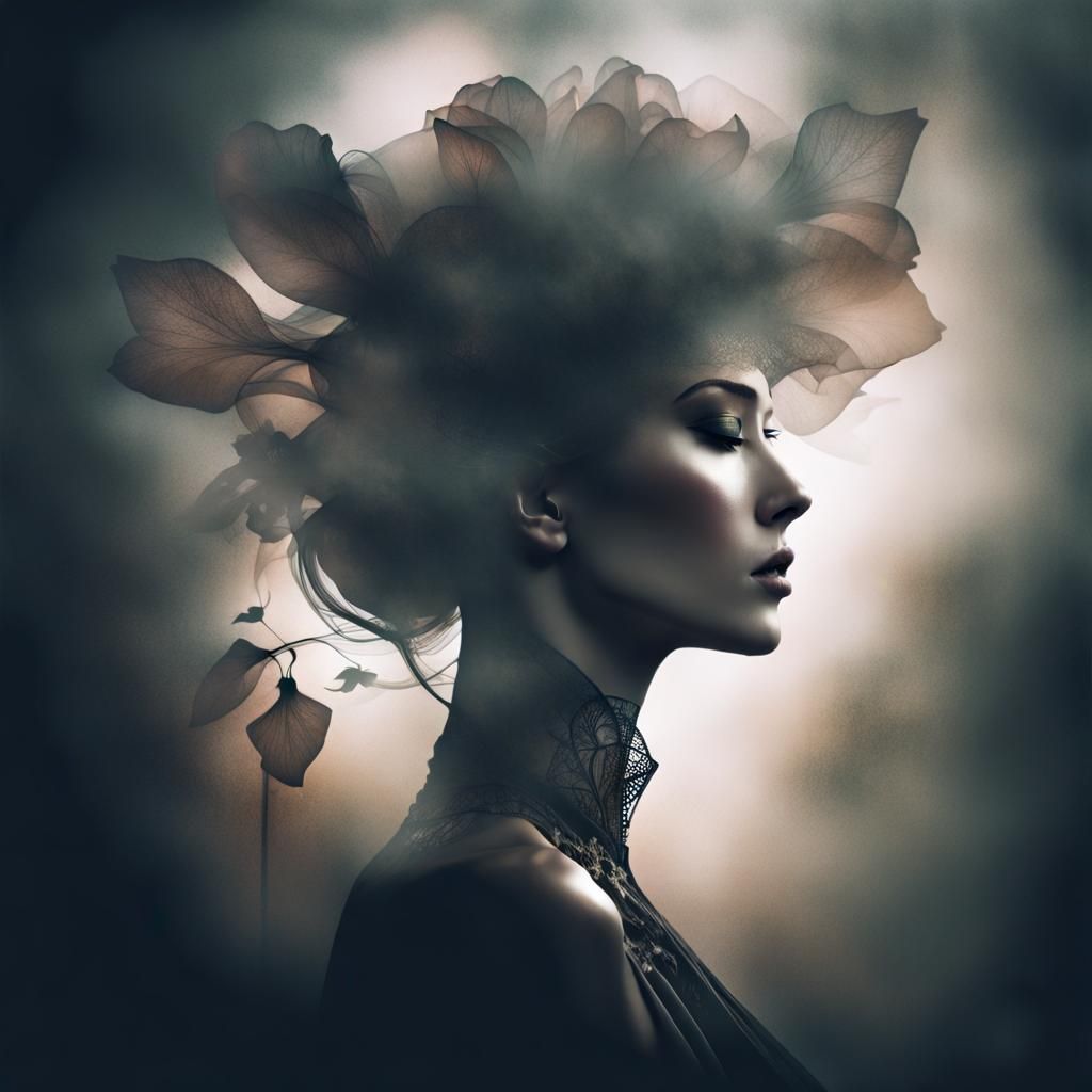 Elegant Dark Fantasy Face in Steampunk Style