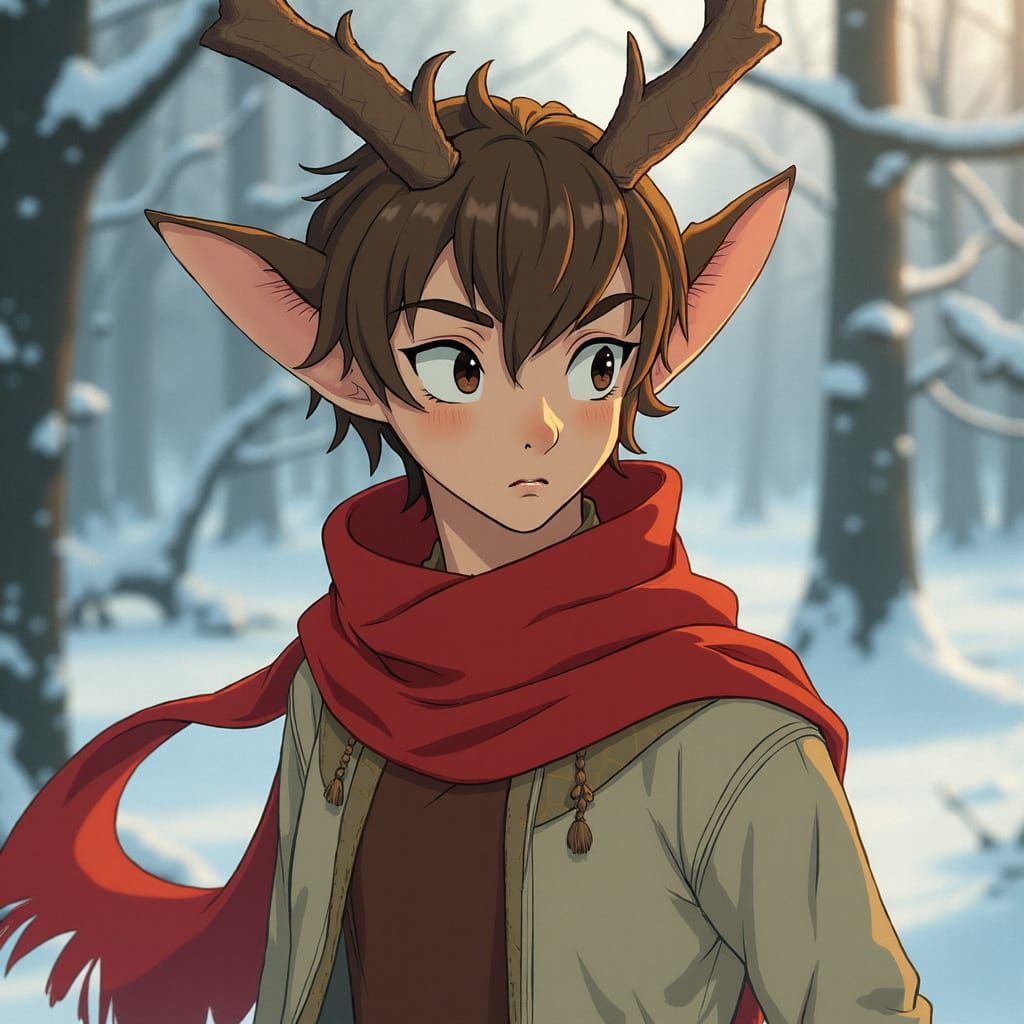 Majestic Faun in Winter Wonderland