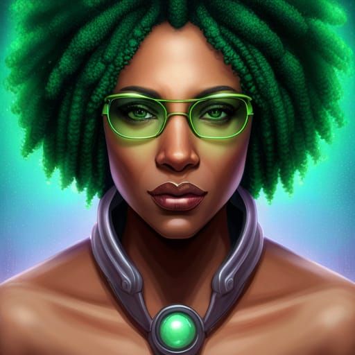 Cyberpunk Woman Portrait in Hyperdetailed Green Lighting