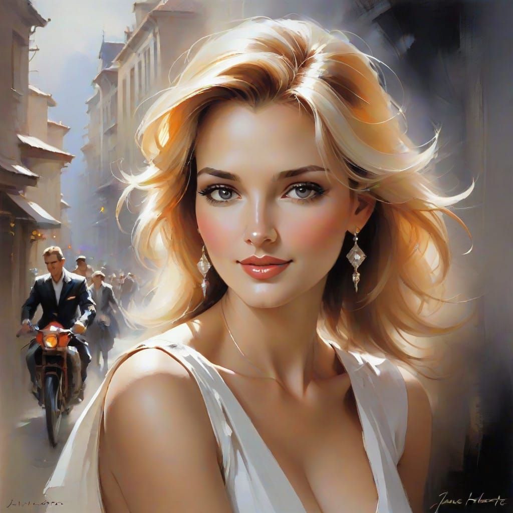 Baroque Painting of a Young Woman in 17th Century Attire