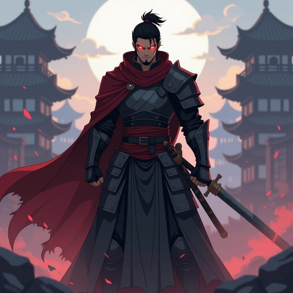 Anime Death Warrior in Cel-Shaded Style