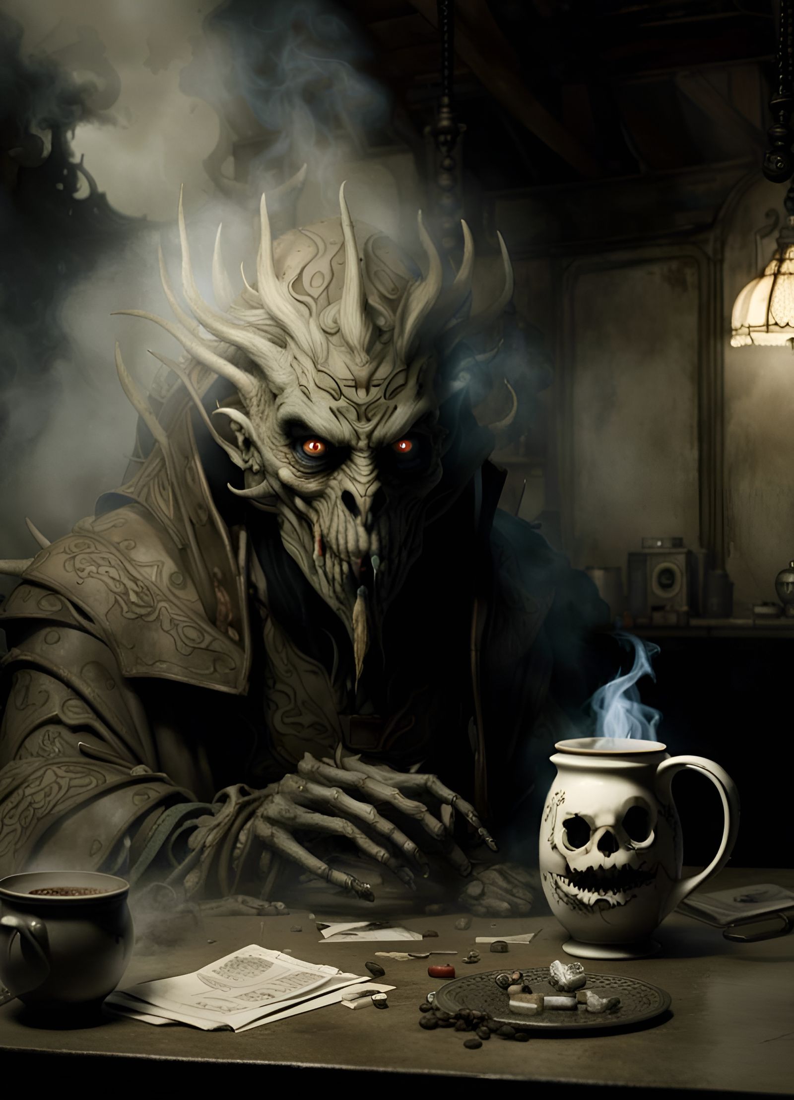 Diner Hangover Elemental in Art Nouveau Style