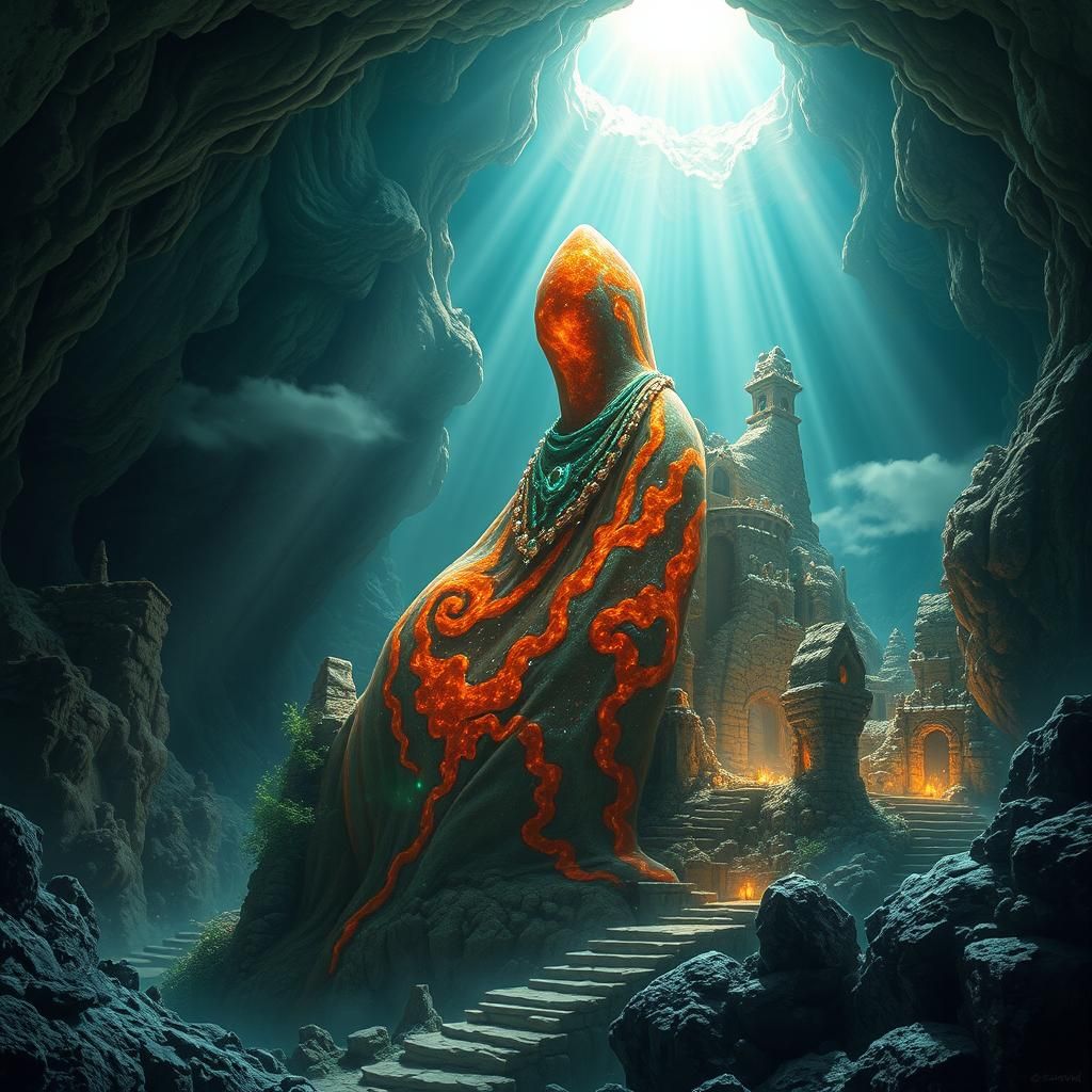 Anthropomorphic Fire Agate Speleothem in Pre-1912 Style