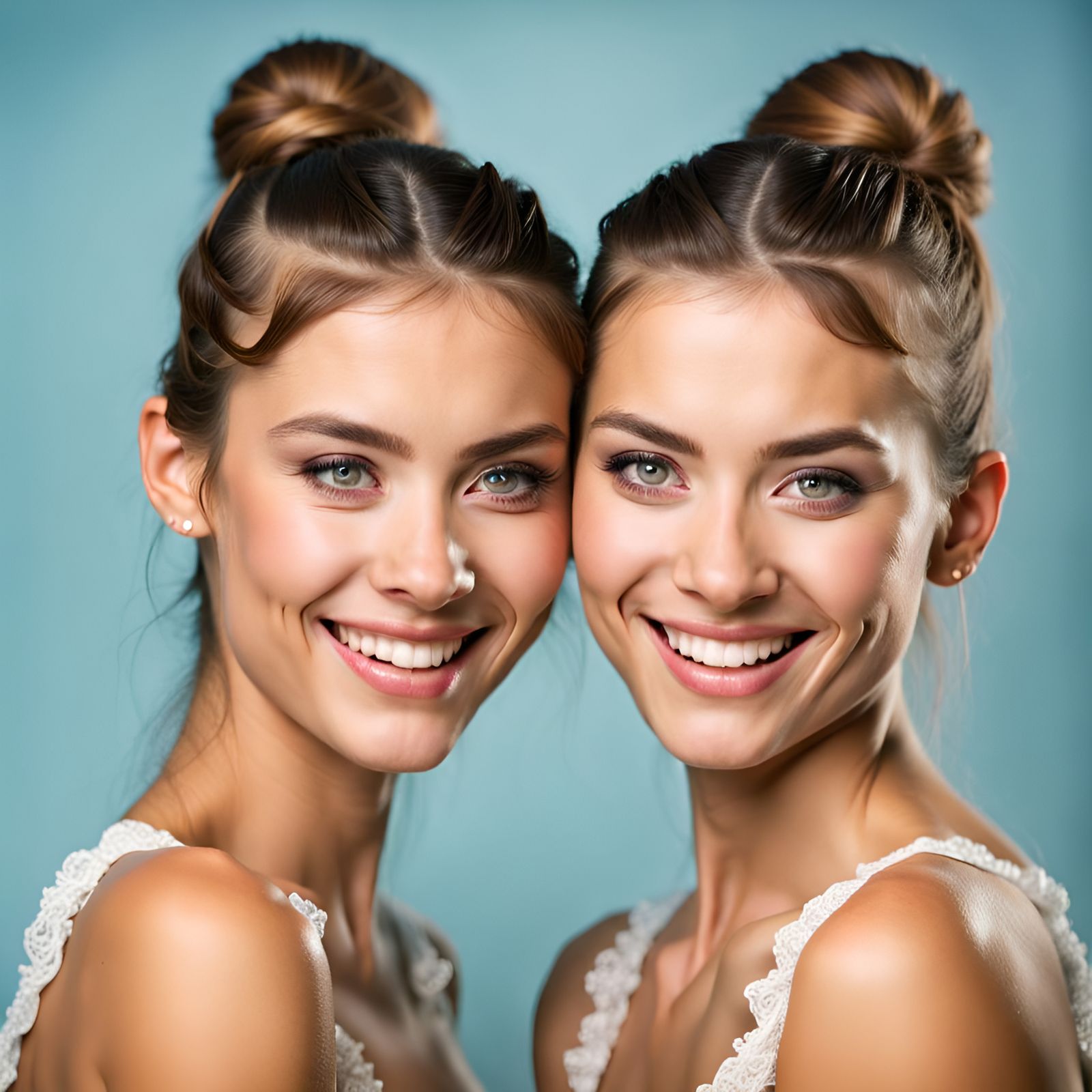 Portrait of Happy Flirty Twins