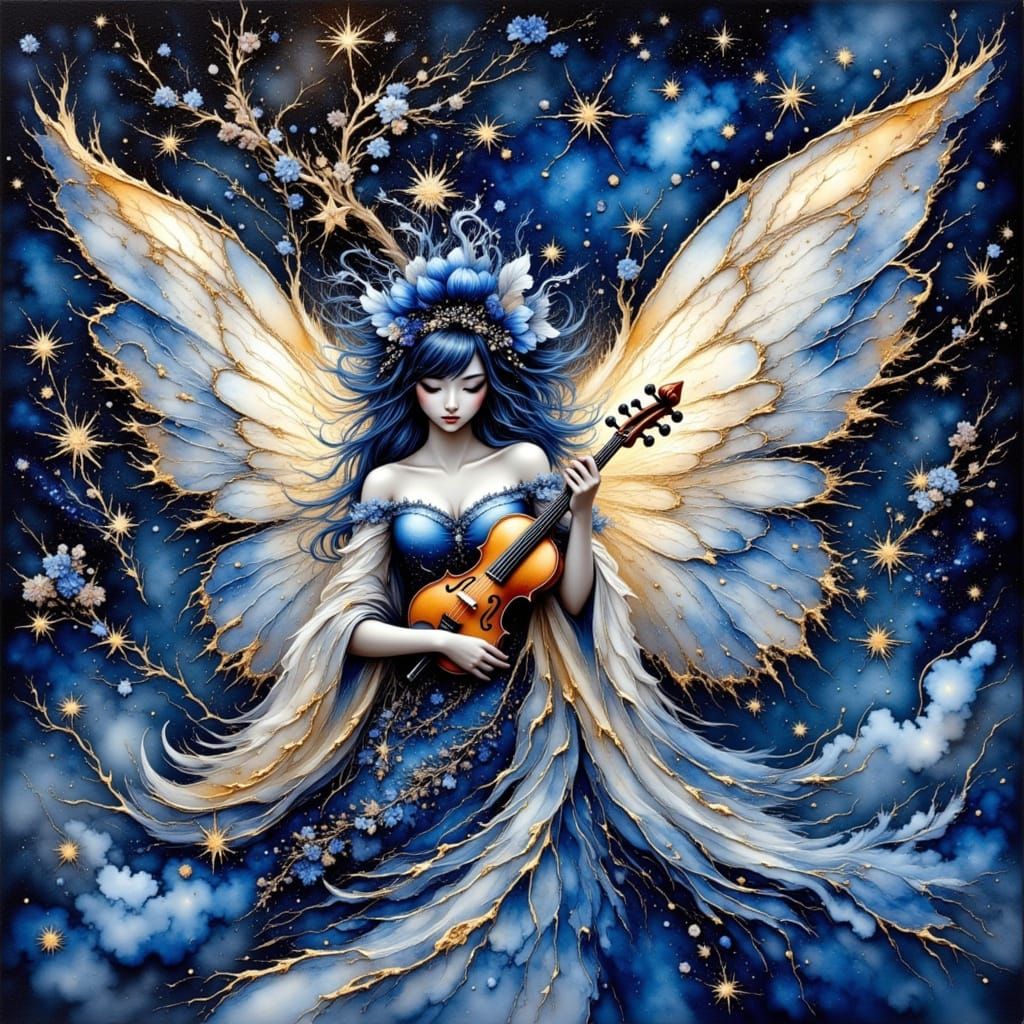 Starlit Seraph of Winter Gold