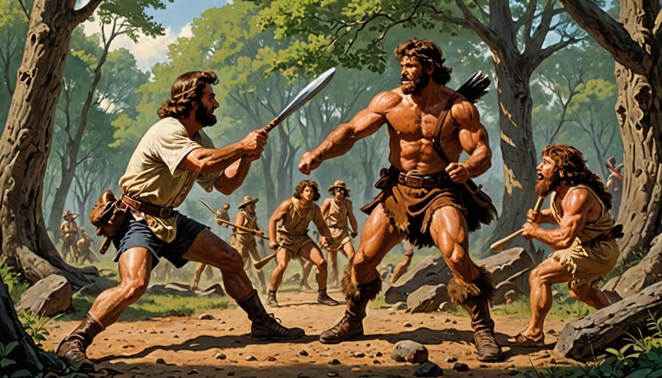 Minuteman and Caveman Play Baseball