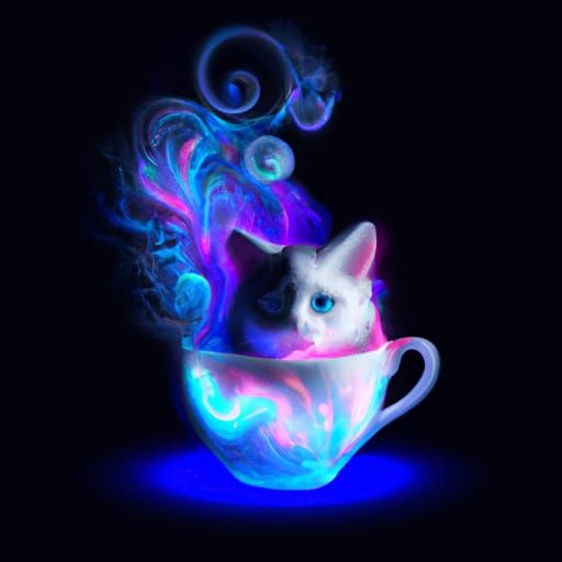 Cat in Teacup with Volumetric Lighting