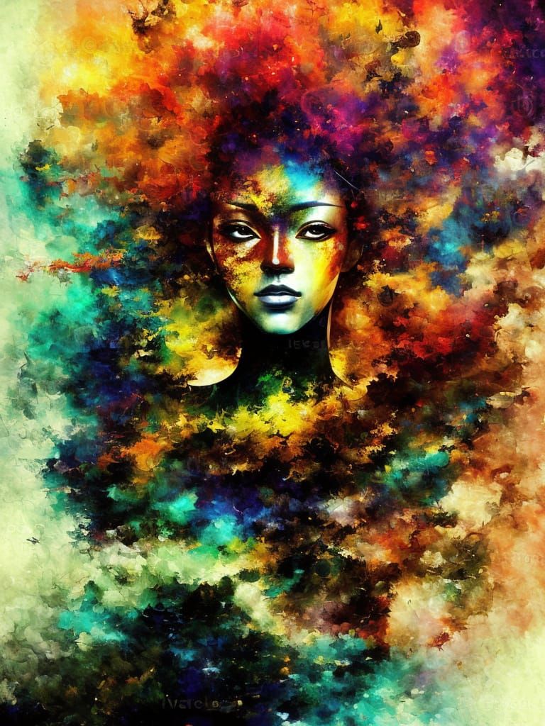 Afro Cyborg AI Painter's Self-Portrait