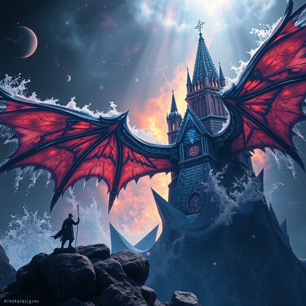 Fantastical Dragon Landscape in Detailed Matte Painting