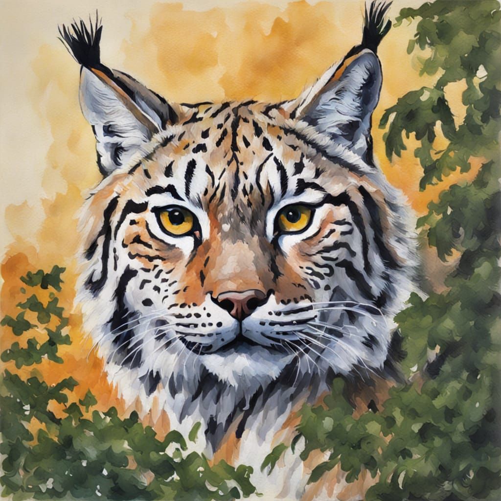 Auburn Lynx in Tempera Style
