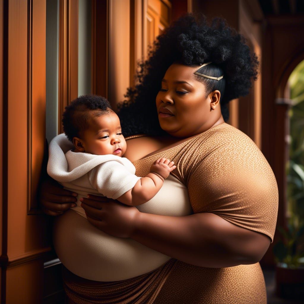 Blasian Woman and Baby: Hyperrealistic Professional Photo