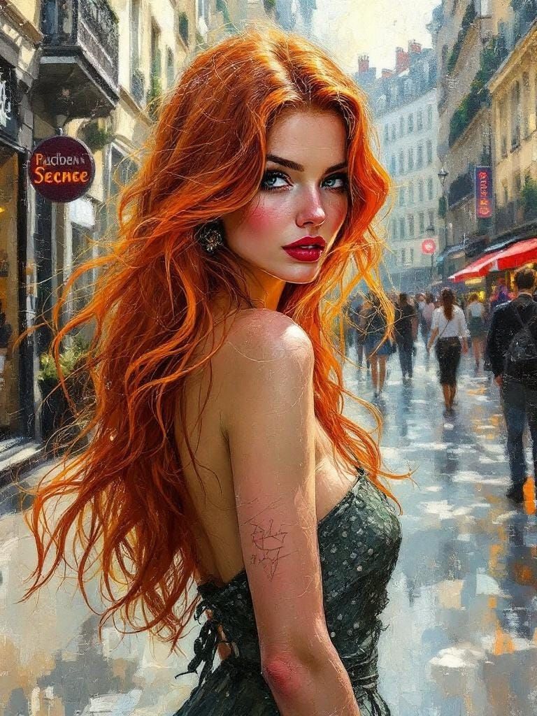 Redhead in Paris: Impressionist Encaustic Wax Art