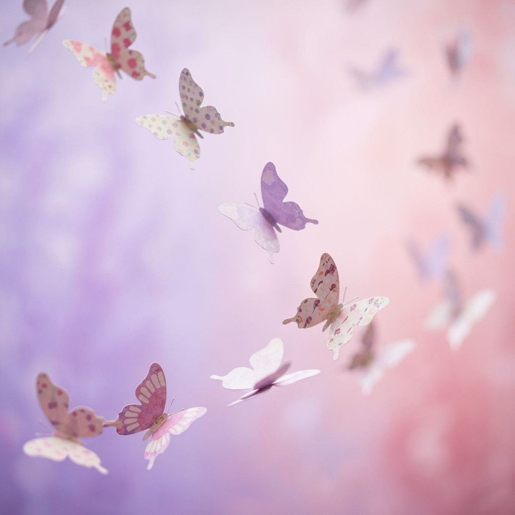 Pastel Paper Butterflies in Watercolor Collage Style