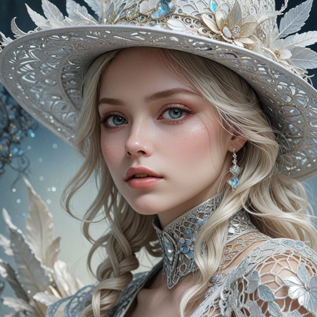 Woman in Big Hat: Fantasy Digital Art