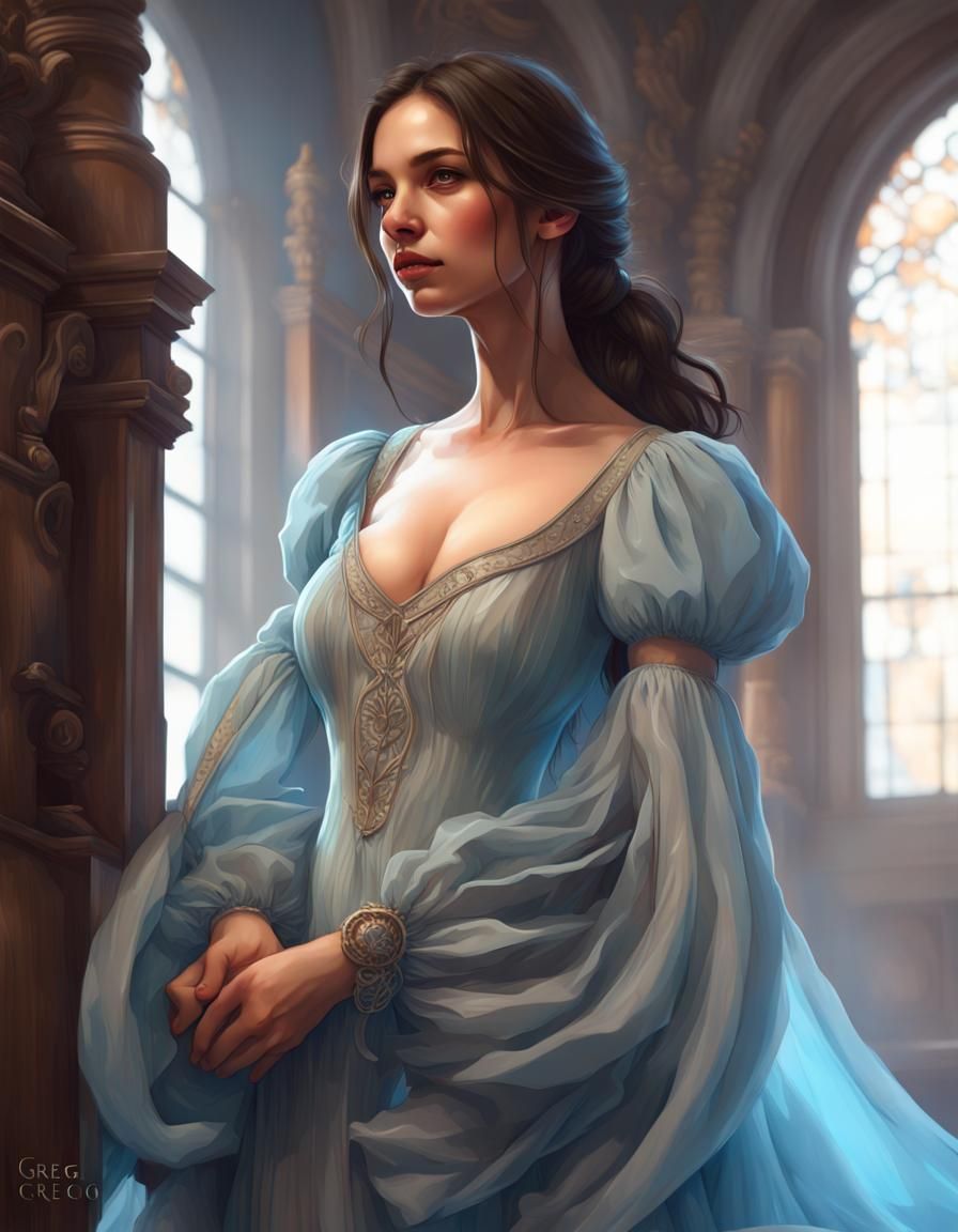 Girl in Renaissance Gown: Hyperdetailed Portrait