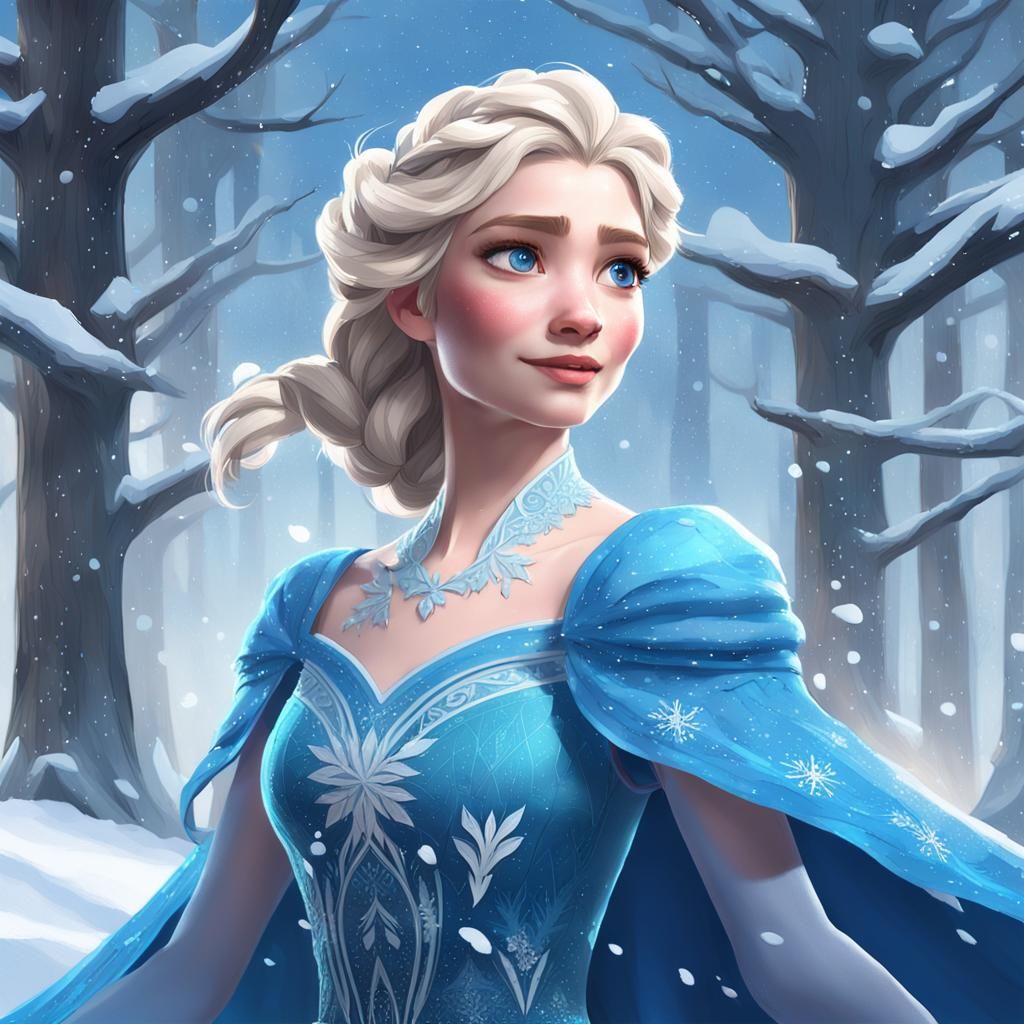 Elsa in Enchanted Forest: Hyperdetailed Portrait