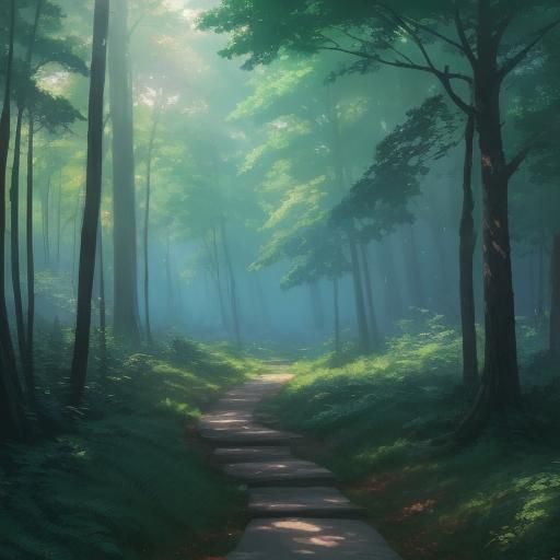 Lush Forest Scene in Studio Ghibli Style