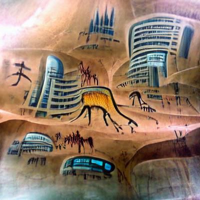 Futuristic City as Cave Painting