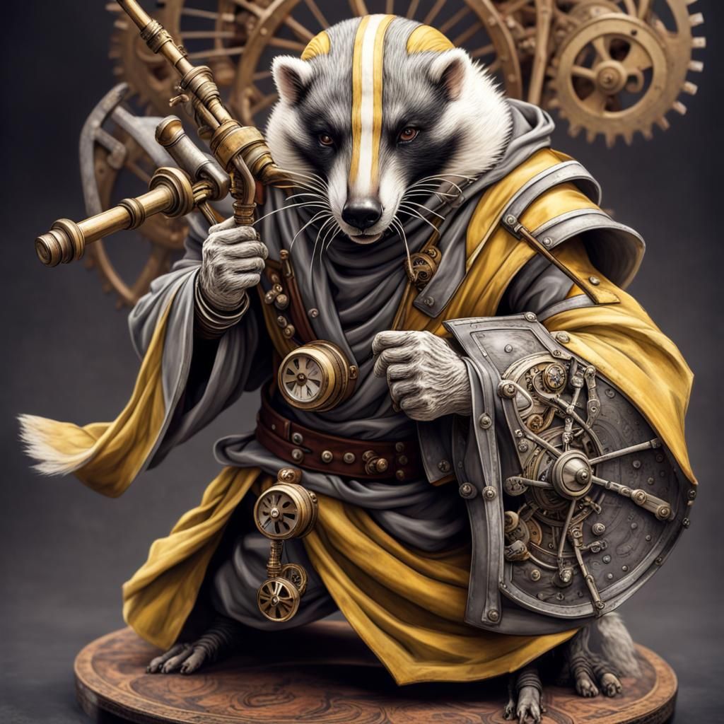 Steampunk Badger Monk Ready for Battle