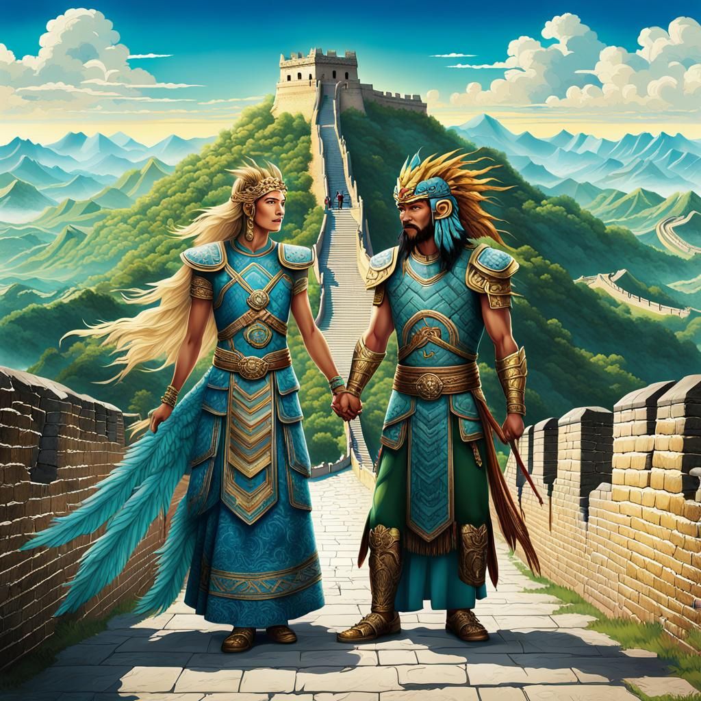 Quetzalcoatl and Freya: Cinematic Poster of Unity