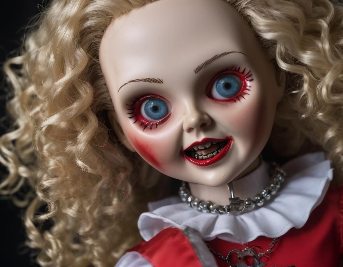 Cursed Doll Close-Up with Knife
