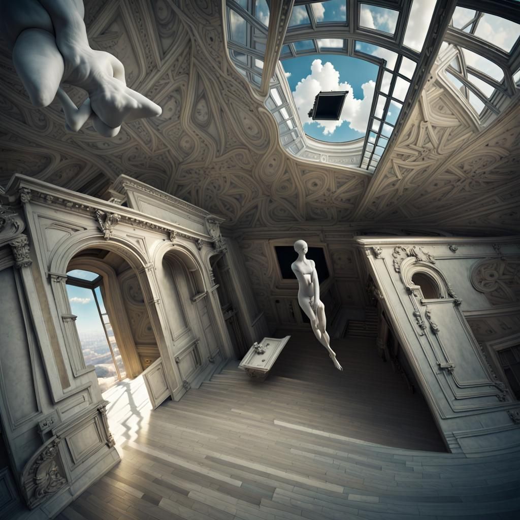 Gallery View with Kinetic and Abstract Art