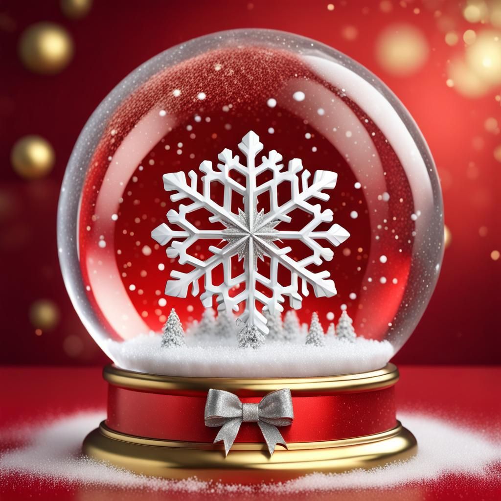 Hyperrealistic Snow Globe with Snowflake and Glitter