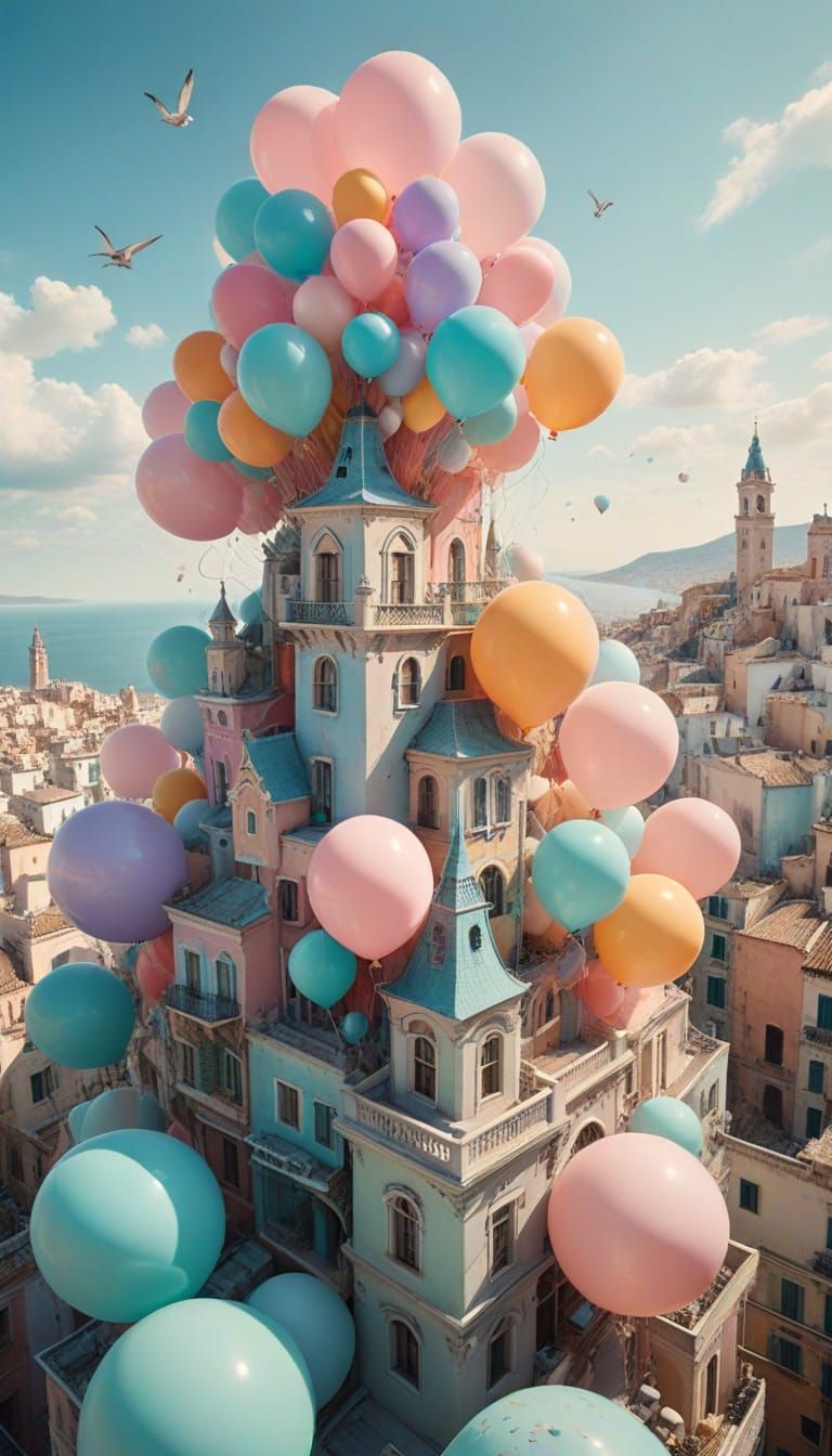 Whimsical Balloon Cityscape Unfolds