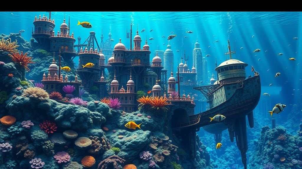 Underwater Metropolis: A Bioluminescent 3D Rendering