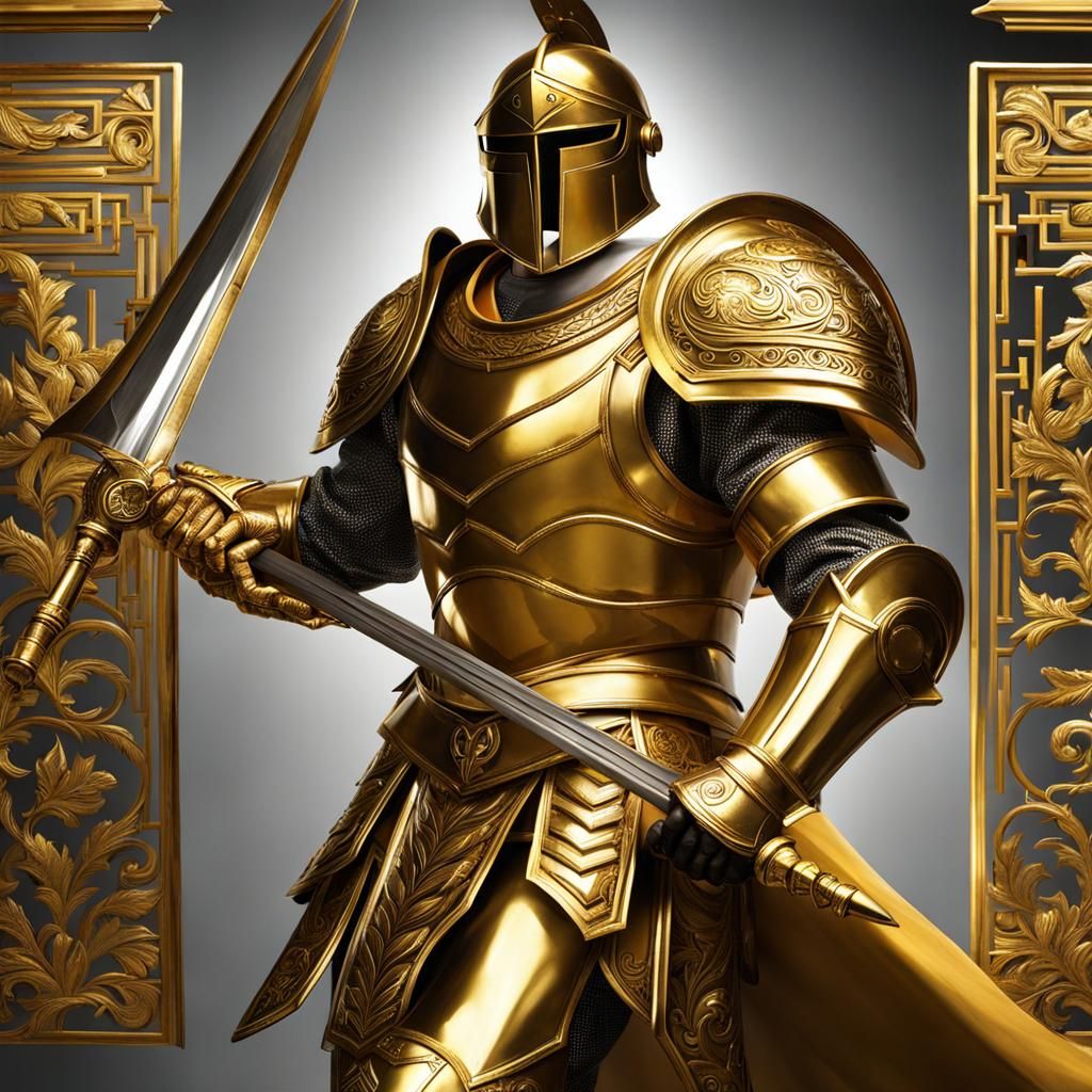 Greek Warrior in Golden Armor
