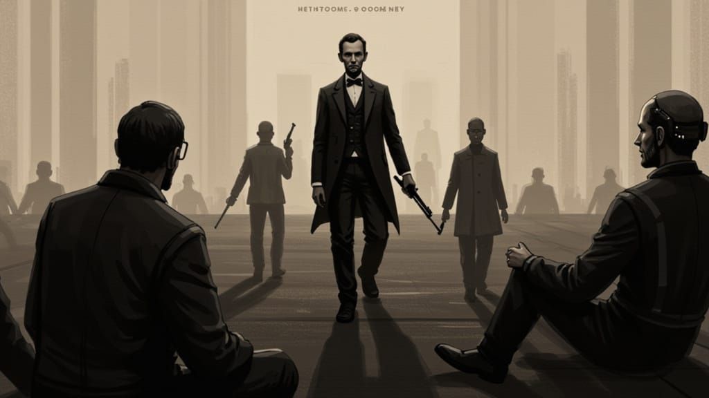 Lincoln Assassination in Sepia Ink-Punk Style