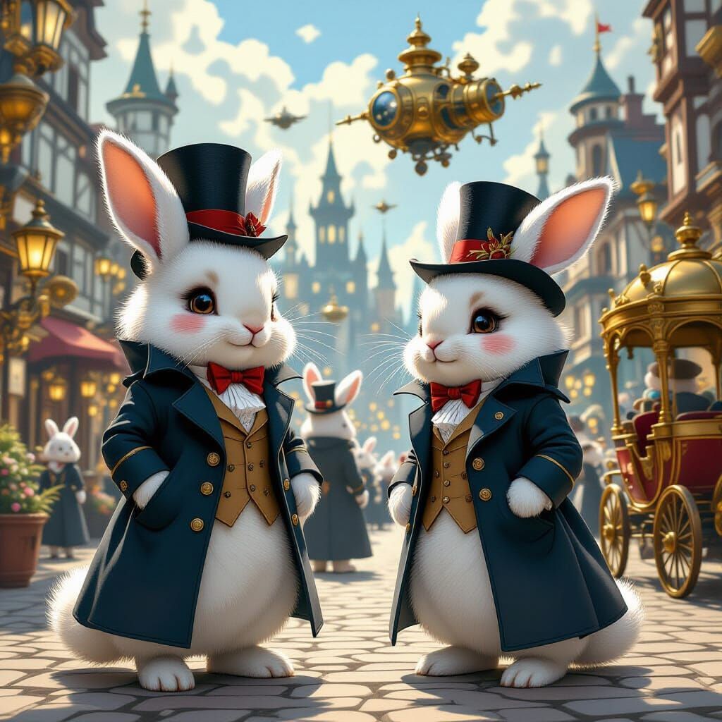 Aetherpunk Bunnies in a Syd Mead Inspired City