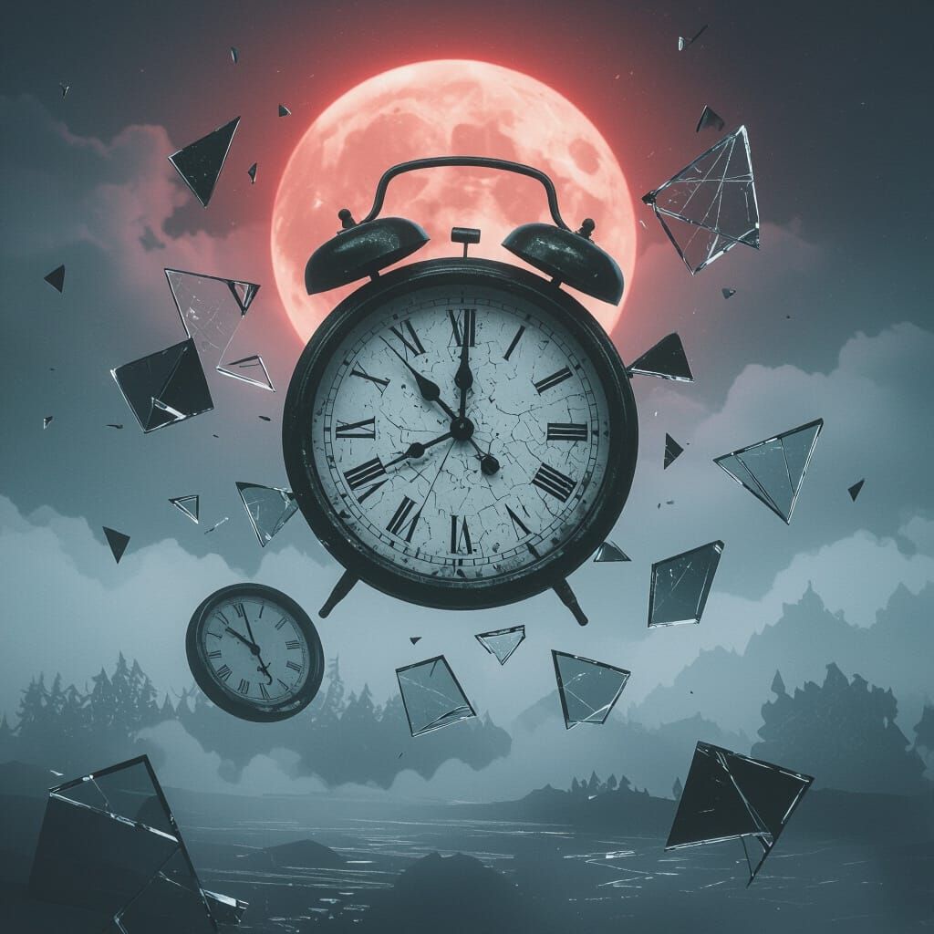 Floating Clock Pieces in Emo Aesthetic