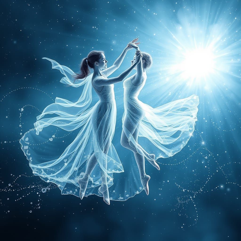 Ethereal Couple Dancing in Supernova's Heart
