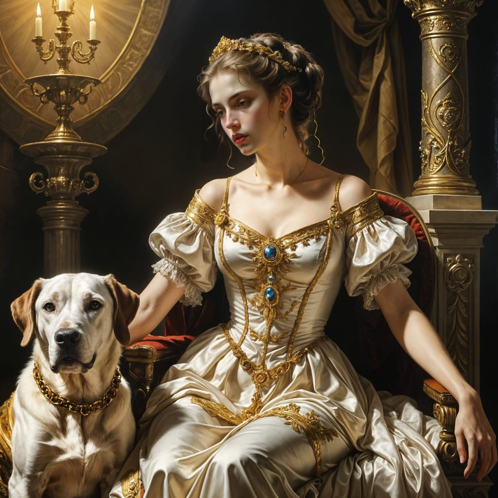 Baroque Portrait of a Serene Woman with Hound