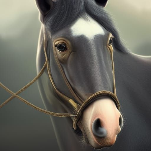 Hyperrealistic Horse Portrait in Detailed Matte Painting