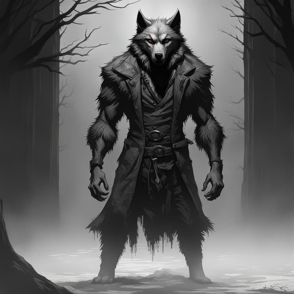 Gothic Werewolf Portrait in Dark Fantasy Style
