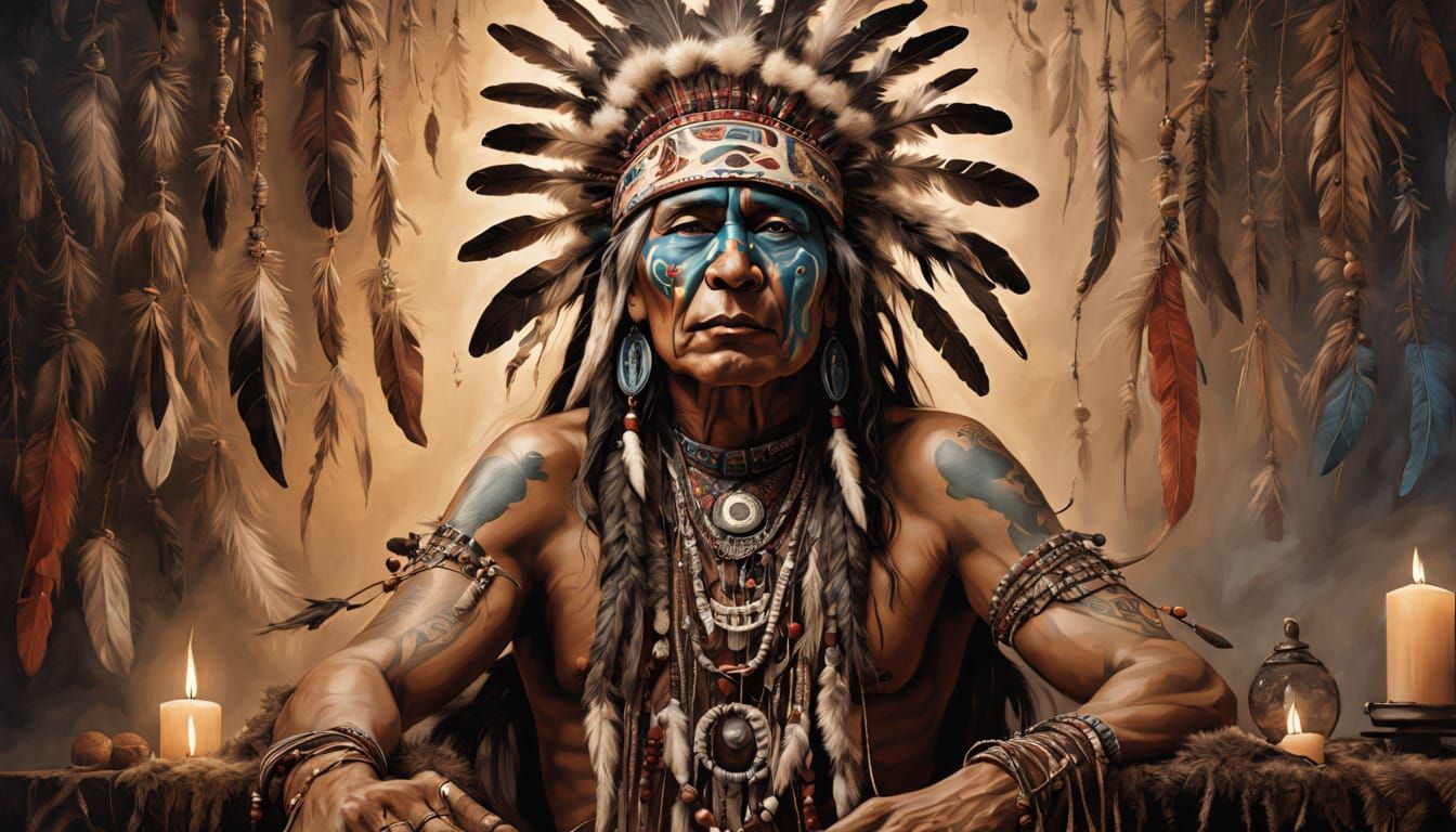 Ancient Shaman in Traditional Regalia