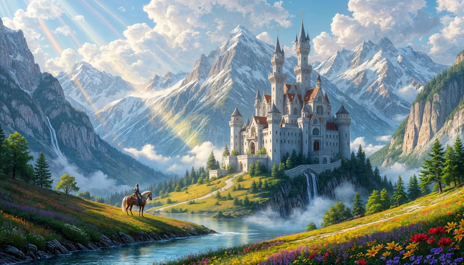 Fairytale Castle Dreamscape in Oil Painting Style