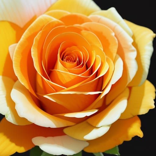 Botanical Ink Drawing: Orange and White Roses