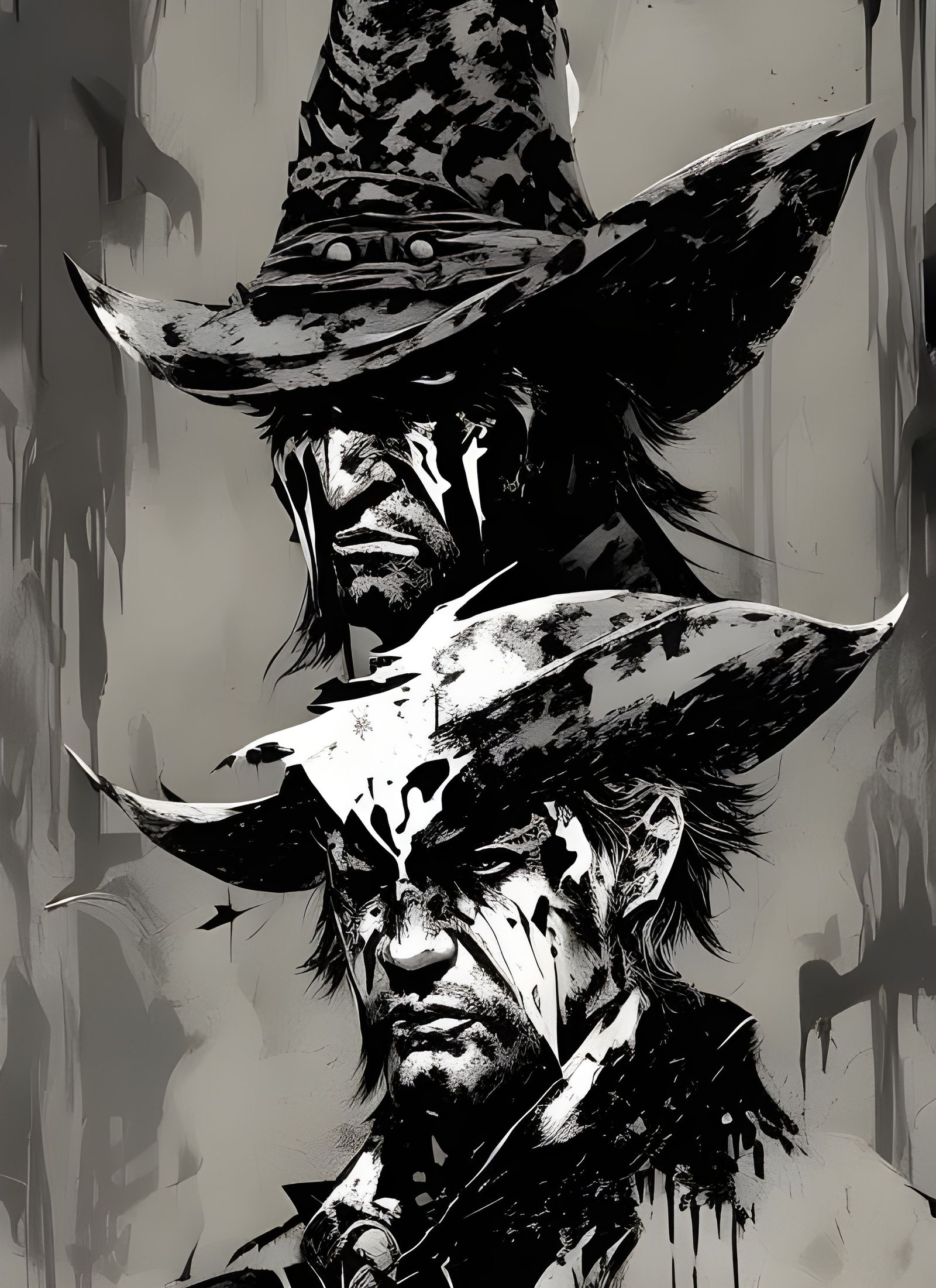 Cowboy Outlaw: Split Personality in Textured Monochrome