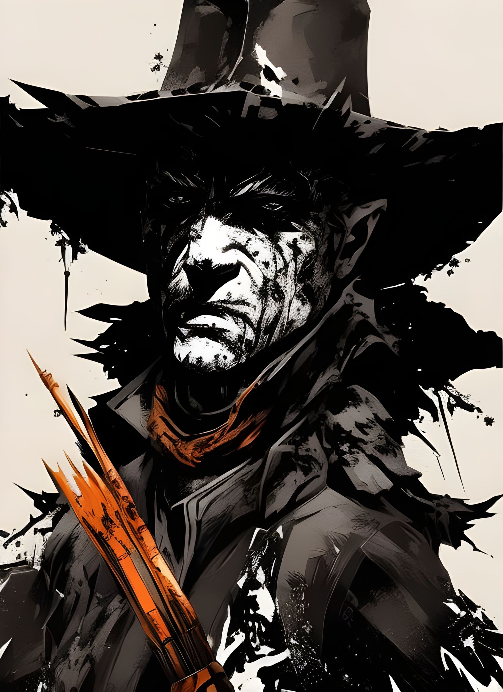 Outlaw Cowboy Portrait with Split Personality